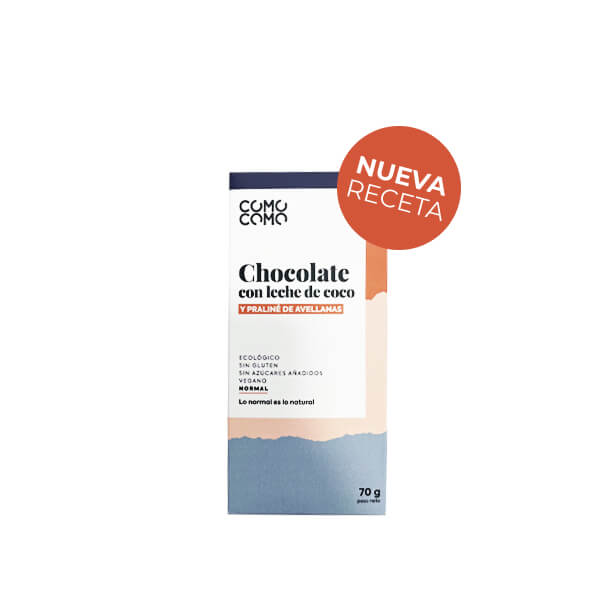 Chocolate con leche de coco y praliné de avellana ecológico