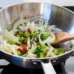 Wok de acero inoxidable sin antiadherente