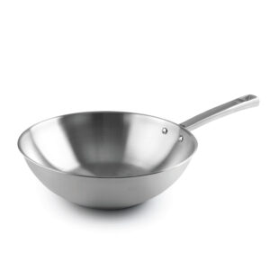 Wok de acero inoxidable sin antiadherente